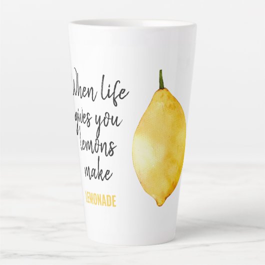 Modern Funny Lemon Yellow Zitat Milchtasse (Vorderseite)