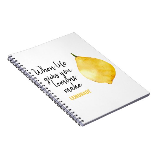 Modern Funny Lemon Yellow Zitat Notizblock (Rechte Seite)