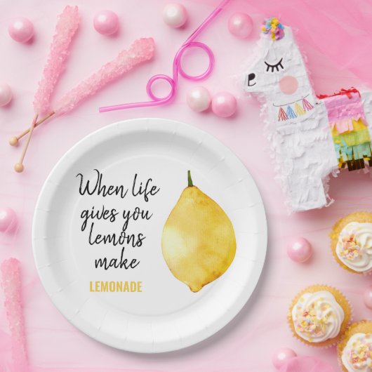 Modern Funny Lemon Yellow Zitat Pappteller (Party)