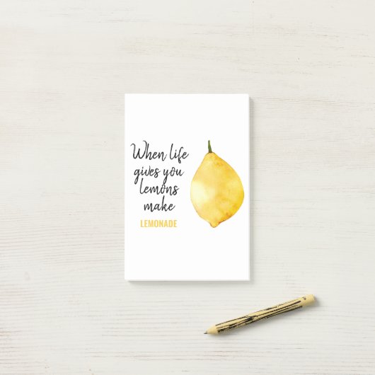 Modern Funny Lemon Yellow Zitat Post-it Klebezettel (Auf Schreibtisch)