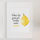 Modern Funny Lemon Yellow Zitat Poster<br><div class="desc">Modern Funny Lemon Yellow Zitat</div>