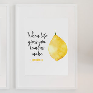 Modern Funny Lemon Yellow Zitat Poster