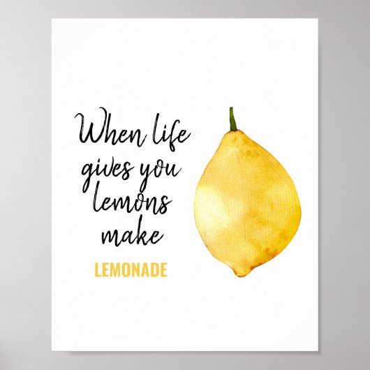 Modern Funny Lemon Yellow Zitat Poster (Vorne)