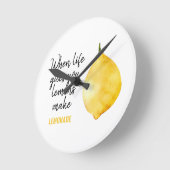Modern Funny Lemon Yellow Zitat Runde Wanduhr (Winkel)