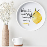 Modern Funny Lemon Yellow Zitat Runde Wanduhr<br><div class="desc">Modern Funny Lemon Yellow Zitat</div>