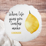 Modern Funny Lemon Yellow Zitat Rundes Kissen<br><div class="desc">Modern Funny Lemon Yellow Zitat</div>
