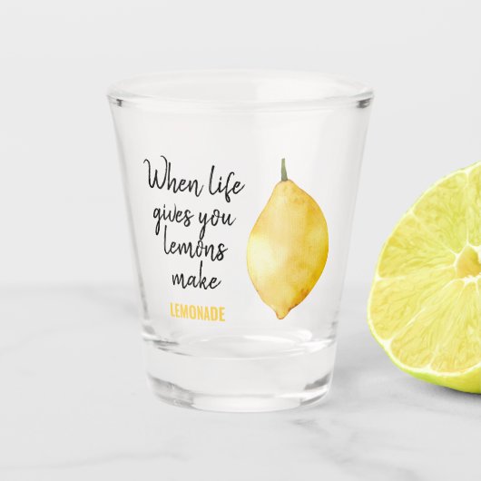 Modern Funny Lemon Yellow Zitat Schnapsglas (Vorderseite)
