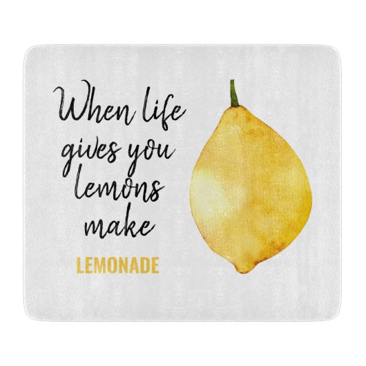 Modern Funny Lemon Yellow Zitat Schneidebrett (Vorderseite)