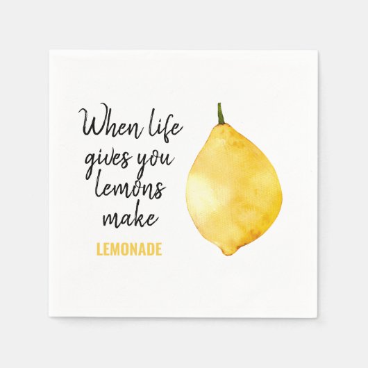 Modern Funny Lemon Yellow Zitat Serviette (Vorderseite)
