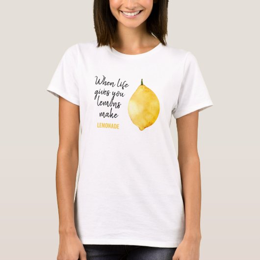 Modern Funny Lemon Yellow Zitat T-Shirt (Vorderseite)