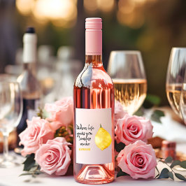 Modern Funny Lemon Yellow Zitat Weinetikett