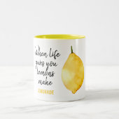 Modern Funny Lemon Yellow Zitat Zweifarbige Tasse (Mittel)