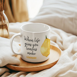 Modern Funny Lemon Yellow Zitat Zweifarbige Tasse