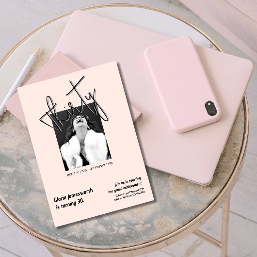 Modern Funny Light Pink Photo 30th Birthday Einladung