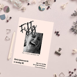 Modern Funny Light Pink Photo 50th Birthday Einladung