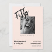 Modern Funny Light Pink Photo 50th Birthday  Einladung (Vorderseite)