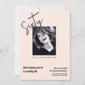 Modern Funny Light Pink Photo 60th Birthday  Einladung (Vorderseite)