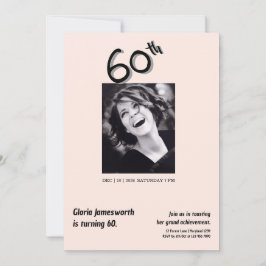 Modern Funny Light Pink Photo 60th Birthday  Einladung