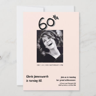 Modern Funny Light Pink Photo 60th Birthday  Einladung
