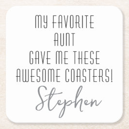 Modern Funny Personalized to Nephew from Aunt Rechteckiger Pappuntersetzer