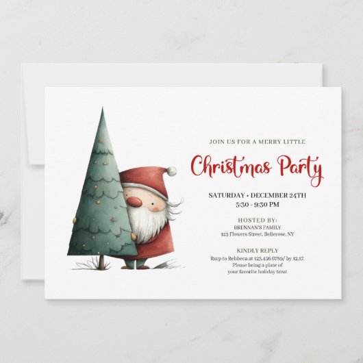 Modern Funny Santa Red Green Christmas Invitation Einladung (Vorderseite)