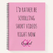 Modern Funny Scrolling Short Videos Quote Monogram Notizblock (Vorderseite)
