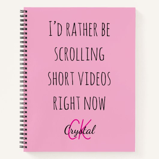 Modern Funny Scrolling Short Videos Quote Monogram Notizblock (Vorderseite)