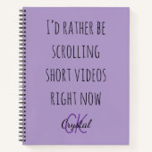 Modern Funny Scrolling Short Videos Quote Monogram Notizblock (Vorderseite)