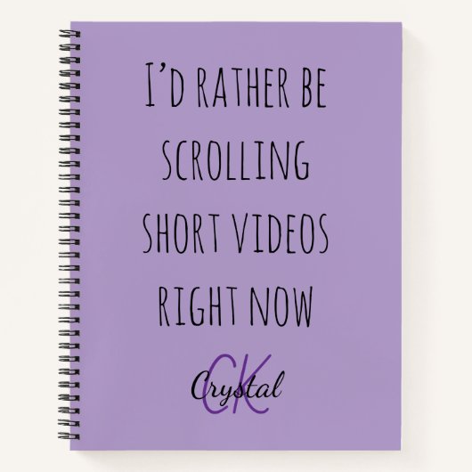 Modern Funny Scrolling Short Videos Quote Monogram Notizblock (Vorderseite)