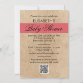 Modern & Funny Stork Baby Girl Dusche Einladung (Rückseite)