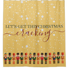 Modern Funny Unique Nutcracker Gold Weihnachten Duschvorhang