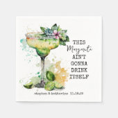 Modern Funny Watercolor Margarita Personalisiert Serviette (Vorderseite)