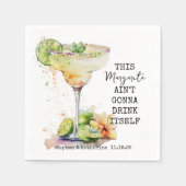 Modern Funny Watercolor Margarita Personalisiert Serviette (Vorderseite)