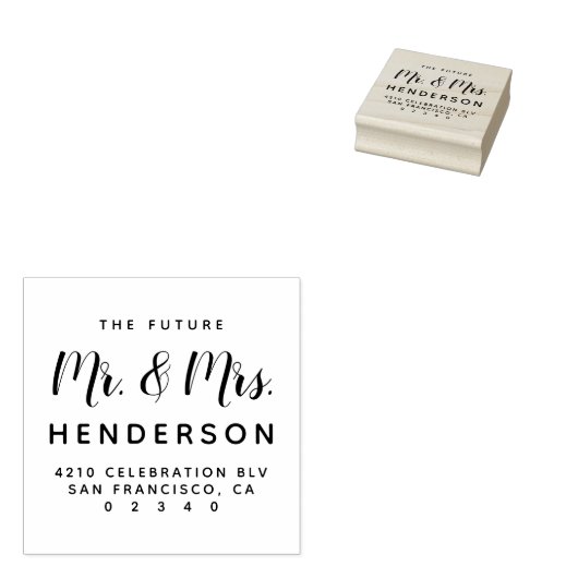 Modern Future Mr. & Mrs. Script Rücksendeadresse Gummistempel (Stempel)