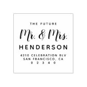Modern Future Mr. & Mrs. Script Rücksendeadresse Gummistempel (Prägung)