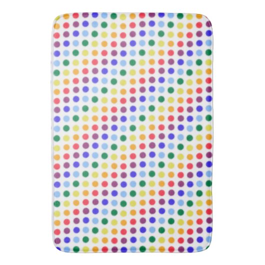 Modern Fuzzy Rainbow Polka-Dots-Muster Badematte (Vorderseite Vertikal)