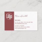 Modern Gallery QR Hair Stylist Burgundy & White Visitenkarte (Rückseite)