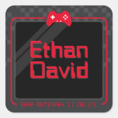 MODERN GAMING trendy coole Spaß rot schwarz Quadratischer Aufkleber (Vorderseite)
