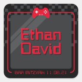 MODERN GAMING trendy coole Spaß schwarz rot Quadratischer Aufkleber (Vorderseite)