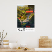 Modern Garden House Poster Waterfall Path, Lush (Küche)