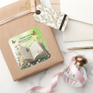 Modern Garden Storybook Floral Baby Dusche Quadratischer Aufkleber