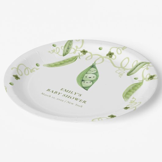 Modern Garden Sweet Pee in Pod Baby Dusche Pappteller (Schrägansicht)