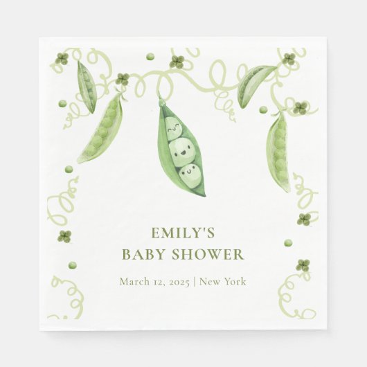 Modern Garden Sweet Pee in Pod Baby Dusche Serviette (Vorderseite)