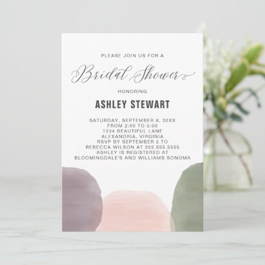 Modern Garden Watercolor Bridal Dusche Einladung (Stehend Vorderseite)