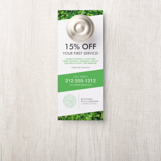 Modern Gardener Landscaping Shrub Logo weiß Türanhänger (Auf Knauf)