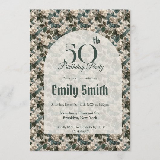 Modern Gardenias Luxury Her Birthday Einladung (Vorderseite)