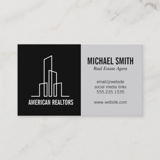 Modern Gebäude Icon | Real Anwesen Agent Visitenkarte (Vorderseite)