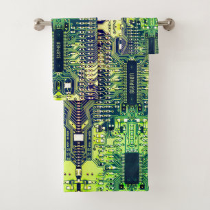 Modern gedruckte Leiterplatten - Design Name Geeky Badhandtuch Set