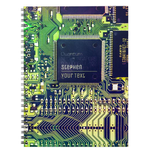 Modern gedruckte Leiterplatten - Design Name Geeky Notizblock (Vorderseite)