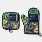 Modern gedruckte Leiterplatten - Design Name Geeky Ofenhandschuh & Topflappen-Set (Vorderseite)